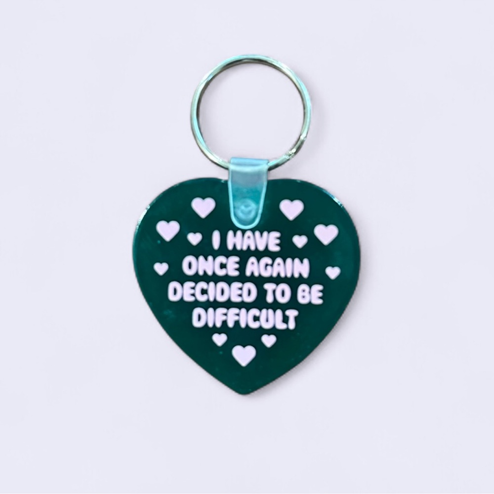 Heart-Shaped Keychain Green and Pink